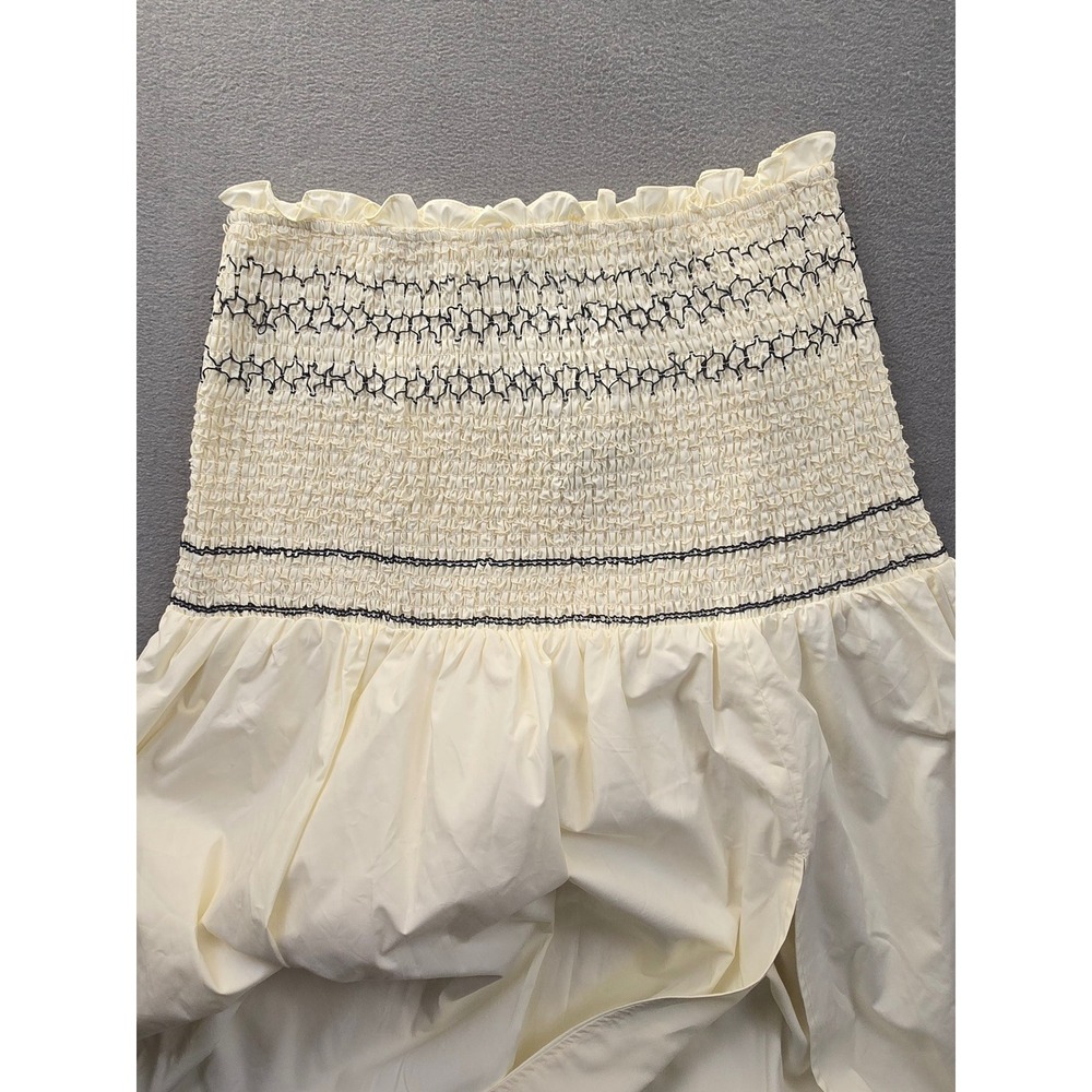 EB Luxe Los Angeles Cream Smocked Strapless Dress Cotton Stitch LS1820 LARGE - Picture 8 of 12
